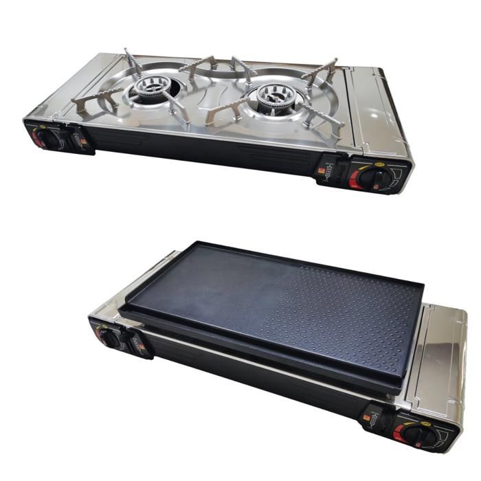 PACK INCASA R&eacute;chaud &agrave; gaz portable + Plancha / Grill pour r&eacute;chaud &agrave; gaz