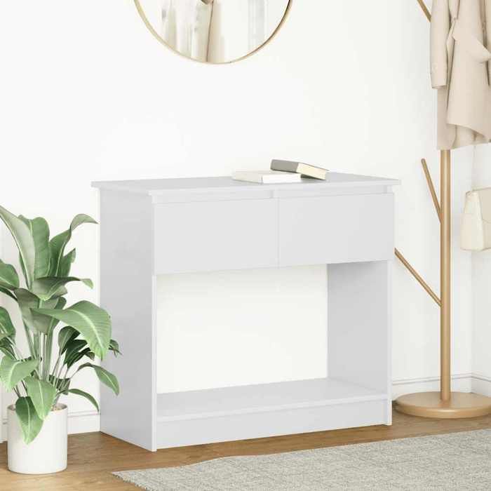 Table console avec tiroirs - vidaxl - Blanc - 85 5x38 5x74 5 cm - Bois dingénierie - 2 tiroirs - Capacité totale 60 kg