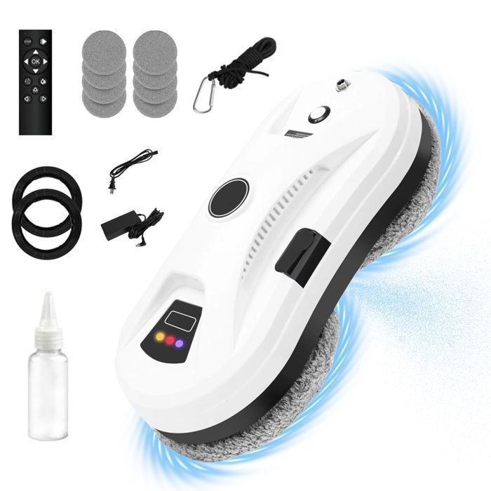 Robot Laveur Vitre ElectriqueRobot laveur de vitre 5600Pa rservoir deau 30mL 3 Modes Automatiques - Avec 10 Chiffons