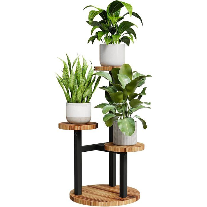 Étagère dangle pour plantes - VETOBIOL - 3 niveaux - Métal et bois - 36x53x32 cm - Noir - Intérieur/Extérieur Étagère dangle pour plantes - VETOBIOL - 3 niveaux - Métal et bois - 36x53x32 cm - Noir - Intérieur/Extérieur