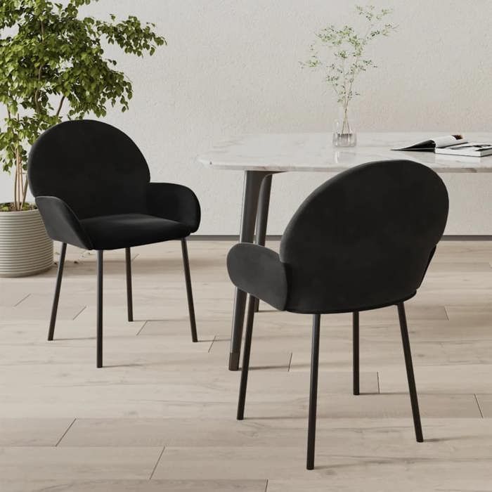 Noir Chaises à manger lot de 2 Noir Velours - Chaise de repas H17151