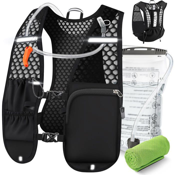 Gilet de course hydratation - Unbrand - Ultraléger 160 g - Poche à eau 1 5L - Réglable pour différentes morphologies