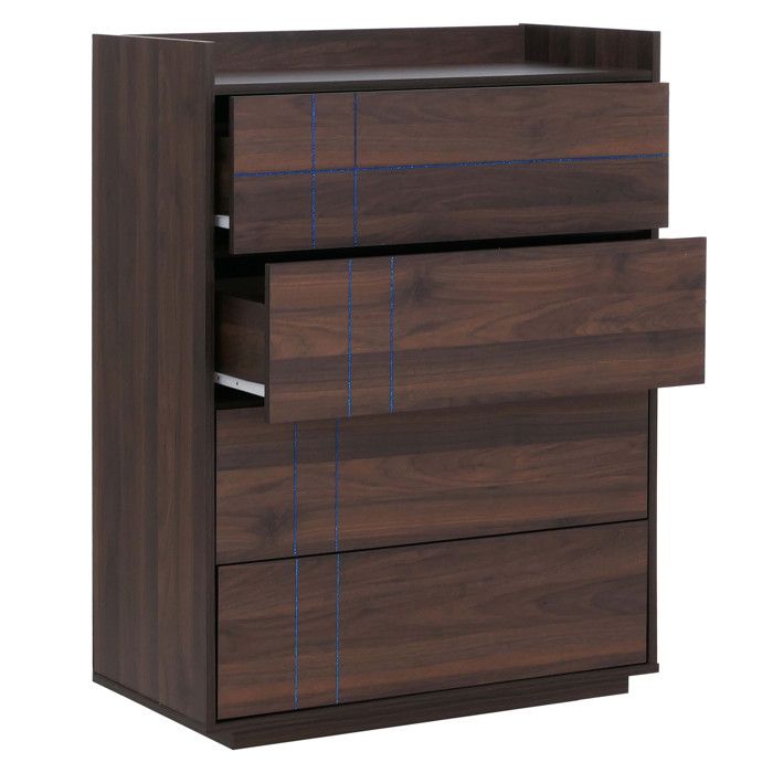 Commode HWC-P44 buffet 4 tiroirs à ouverture par pression MDF 107 x 80 x 40 cm - aspect noyer Commode HWC-P44 buffet 4 tiroirs à ouverture par pression MDF 107 x 80 x 40 cm - aspect noyer