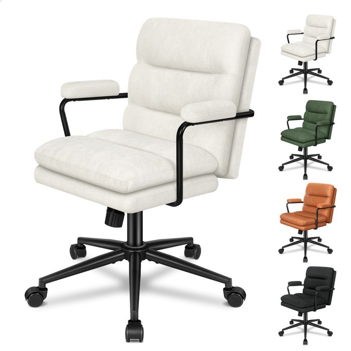 Chaise de maquillage ALFORDSON à roulettes chaise de bureau rembourrée pour femmes et jeunes filles chenille beige