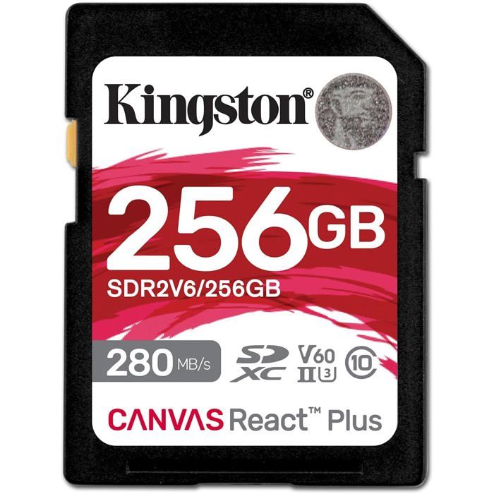 Kingston Canvas React Plus V60 Carte SD 256Go SDXC UHS-II