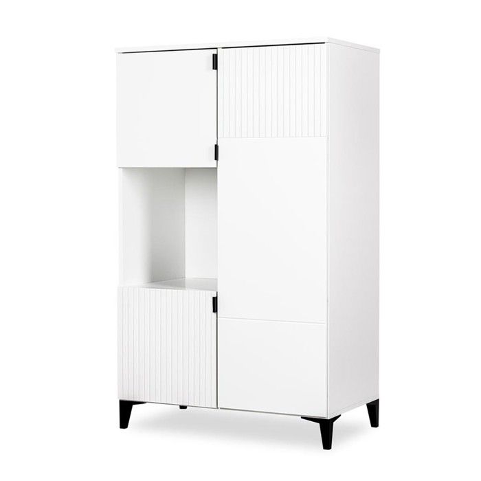 MIA Armoire 3 portes avec étagères et 1 niche Blanc MIA Armoire 3 portes avec étagères et 1 niche Blanc