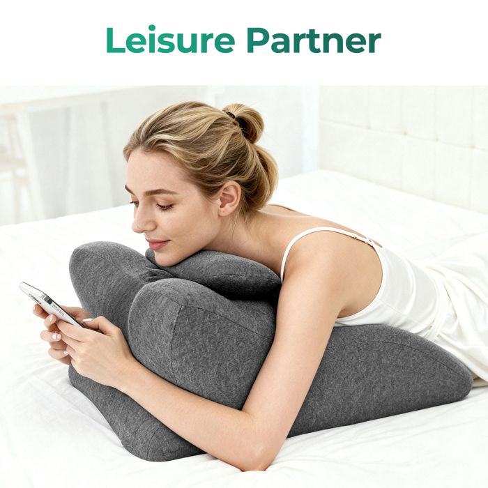 Coussin cale ergonomique - ZEVKOR - 4-en-1 - Housse déhoussable - Inclinaison 27° - Gris lit & canapé