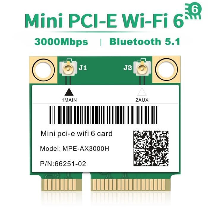 Wifi 6 mpeax3000h Carte WiFi 6E AX210HMW Mini PCI E Intel AX210, 5374 mbs, Bluetooth 5.2