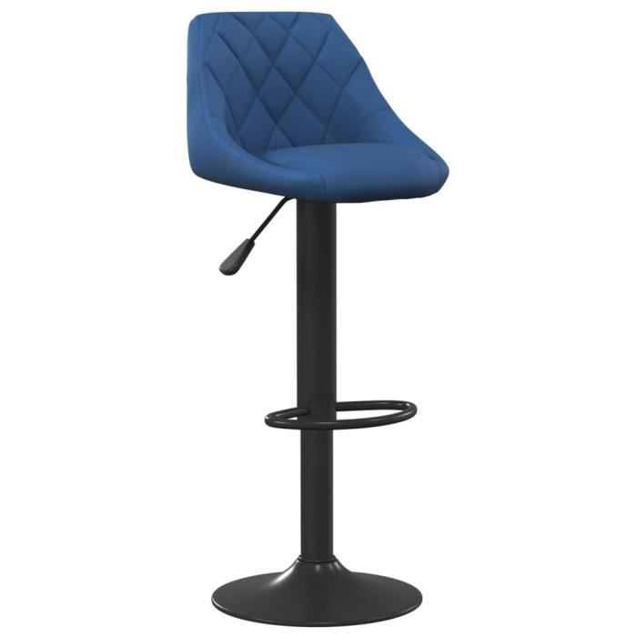 Tabourets de bar - AKOZON - Lot de 2 - Velours bleu - Réglable en hauteur - Pivotant 360°