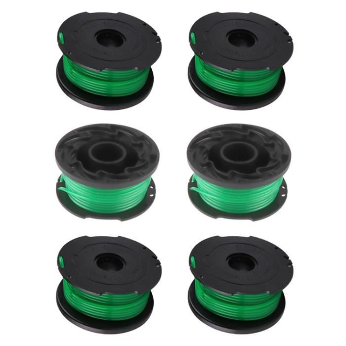Lot de 6 Bobines de Rechange Spinner pour BLACK+DECKER GL7033, GL8033, GL9035 - Fil de Nylon Vert - A6482