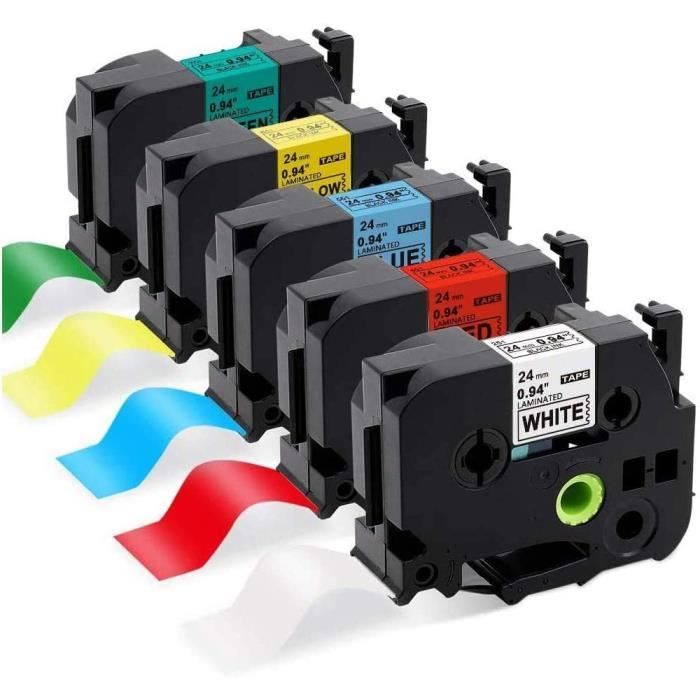 Ruban Pour étiqueteuse Brother 8 M X 24 Mm Noir Sur Blanc