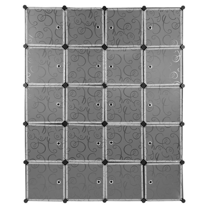 20 Cubes Penderie Plastique Meuble De Rangement Avec Portes