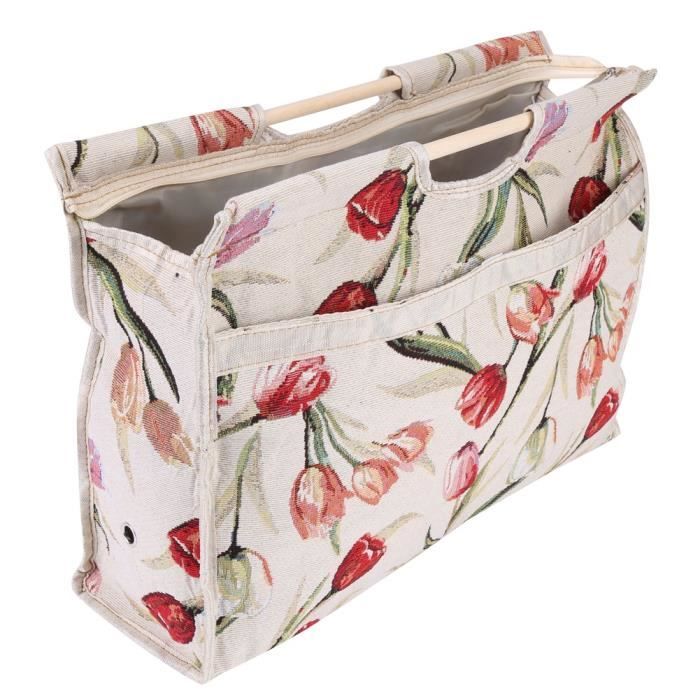 Sac de rangement en tissu avec poignee en bois pour aiguilles a tricoter Outils de couture Fleur rouge GUA Cdiscount Beaux Arts et Loisirs creatifs