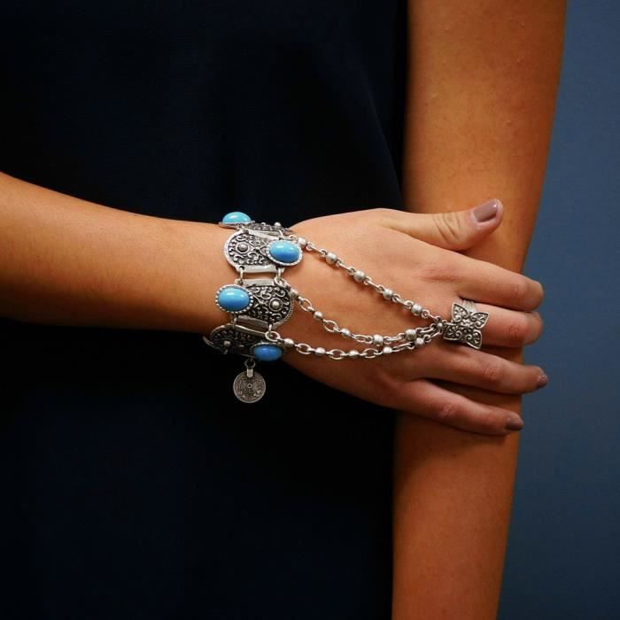 Bracelet Perles Papillon Sculpté Yakou Mountain Vert Turquoise - Rare - Neuf Sans Emballage