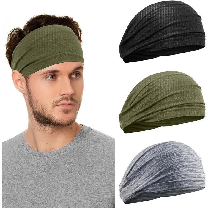 Lot de 3 Bandeaux Cheveux Hommes et Femmes - Serre Tete de Sport Larges pour Le Fitness Jogging Course Cyclisme Randonnée Yoga