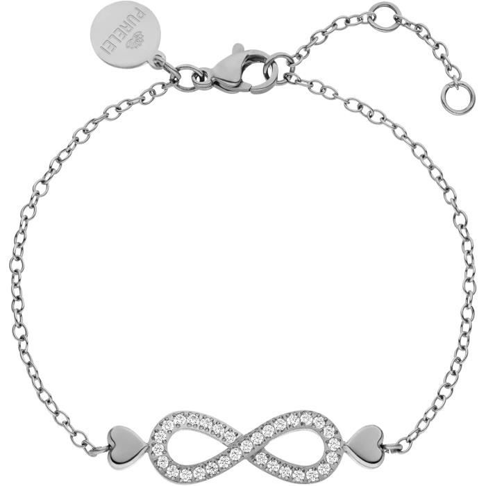Bracelet Eternal Love Acier Inoxydable Pendentifs Infinity Et Coeur Argent Argent Achat Vente bracelet gourmette Bracelet Eternal Love Acier Inoxydable Pendentifs Infinity Et Coeur Argent Neuf Cd