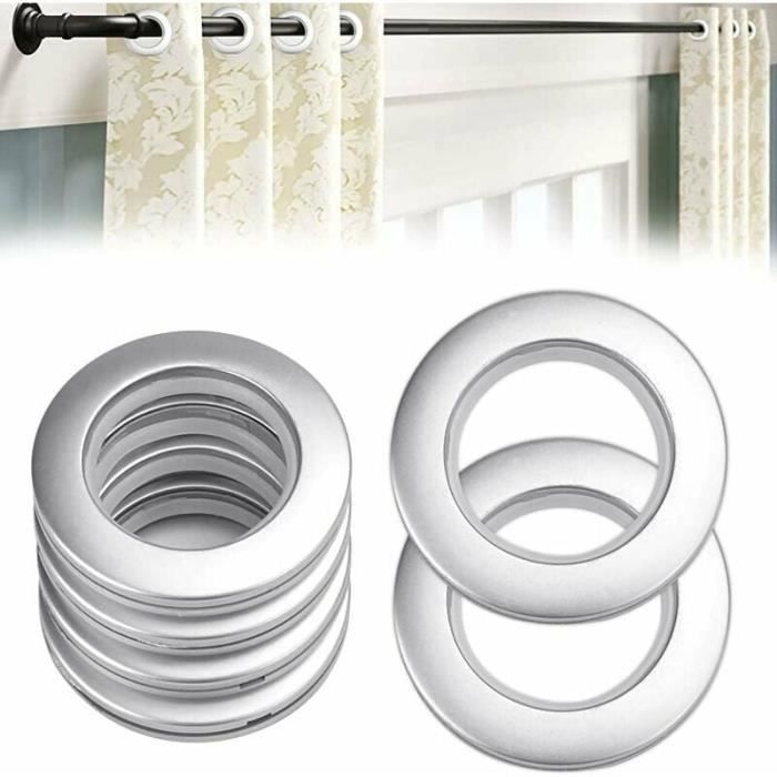 Anneaux de rideau - Plastique - 50 pièces - Argent mat - Diamètre intérieur 40mm - Accessoires polyvalents