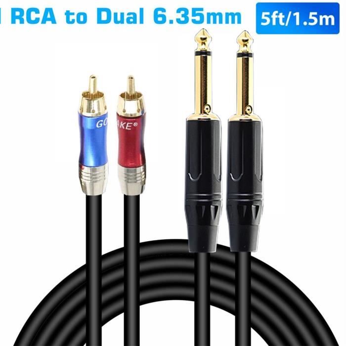 Cable 2 Jack 6.35 males 2 RCA males 5m. - Achat / Vente câble tv - vidéo -  son Cable 2 Jack 6.35 males 2 R… à prix fou- Cdiscount