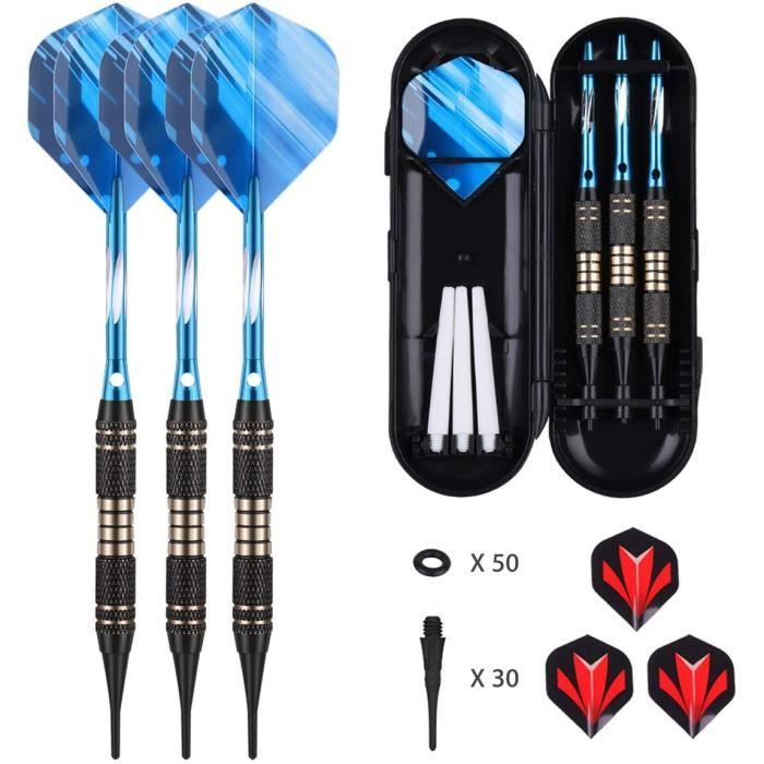Set De Fléchettes Pointe Souple 18/20g – 3 Fléchettes Avec 6 Ailettes, 50 Pointes, 50 Joints Toriques, Boîtier, Pour Cible électronique