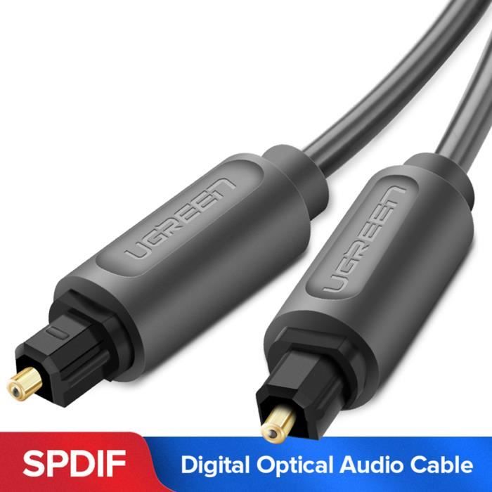 Câble Optique Audio numérique FIRBELY Toslink Cable-Fibre Optique avec connecteurs métalliques 0,5m Gaine tressée Câble Noir pour Barre de Son/Haut-parleurs de télévision 