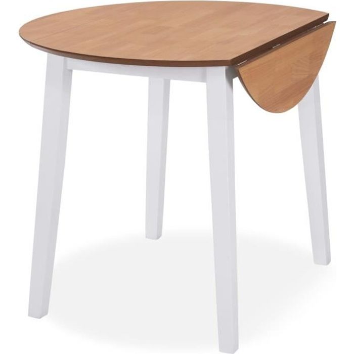 table de salle à manger ronde kai - blanche - abattants - 90x75cm