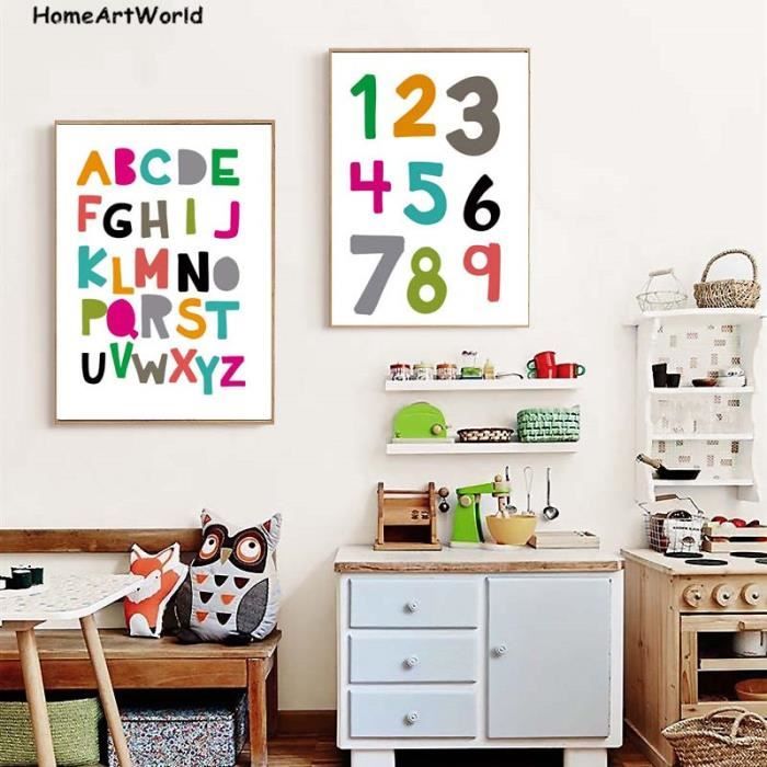 Mur Art Toile Affiche Abc Alphabet Imprimer Nordic Style Peinture Image Pour Enfant Bebe Chambre Decoration De Maison Sans Cadre Achat Vente Objet Decoration Murale Cdiscount