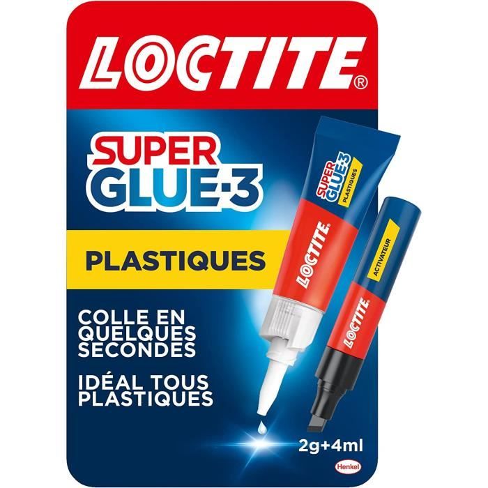 LISuper Glue3 Spécial plastiques, colle forte pour tout plastique, colle transparente à