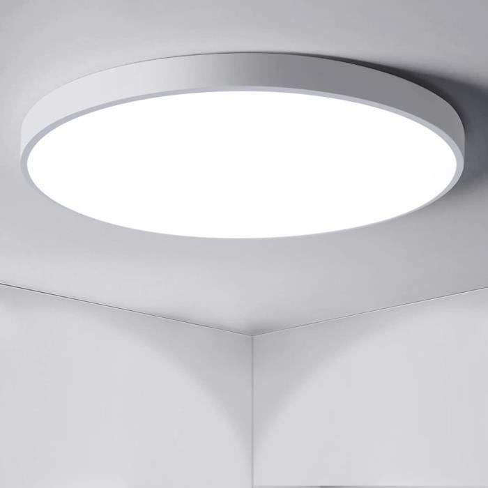 Plafonnier LED 24W, 1800lumen 4000K blanc naturel, 220V 16LEDs, plafonnier  led utilitaire carré noir pour salle de bain salon garage couloir armoire  sous-sol bureau d'escalier