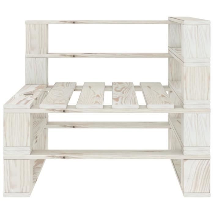 Canapé d'angle de jardin en bois blanc - HMF - Palette Décor