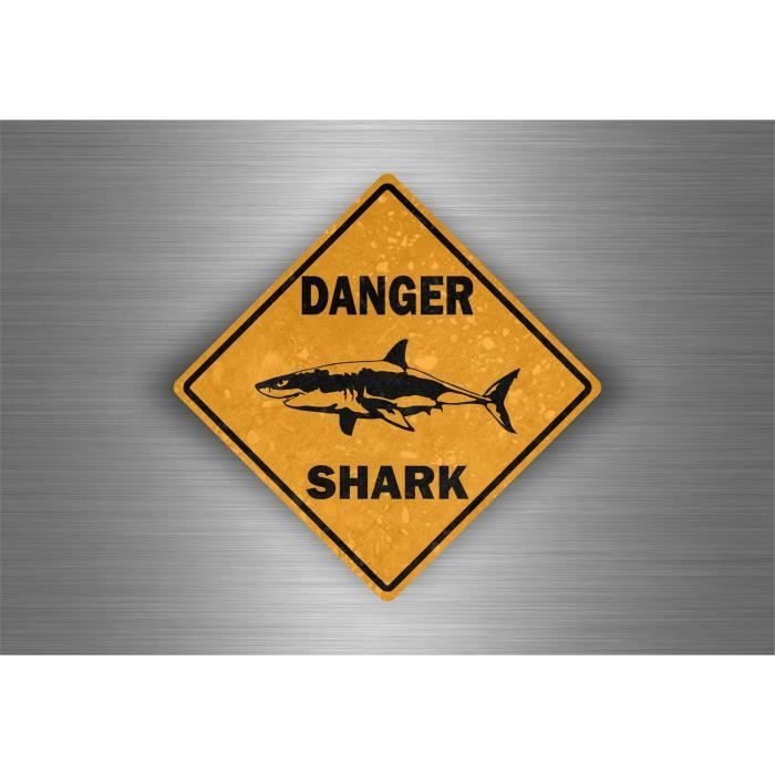 Autocollant sticker danger requin shark surf
