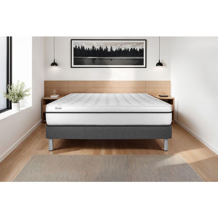 Ensemble Matelas Sommier 180x200 cm - Sommier Gris (en kit) - Vital Spa Gris