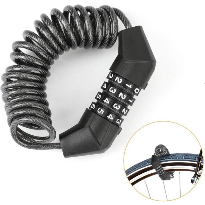 Cadenas Flexible Antivol Pour Vélo, Moto, Trottinette - Câble Acier Renforcé Avec Serrure - 2