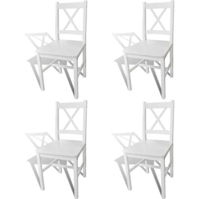 Style Industriel Loft Chaises de salle à manger Fauteuil Chaise de cuisine 4 pcs Blanc Bois de pin®VAMBQZ®