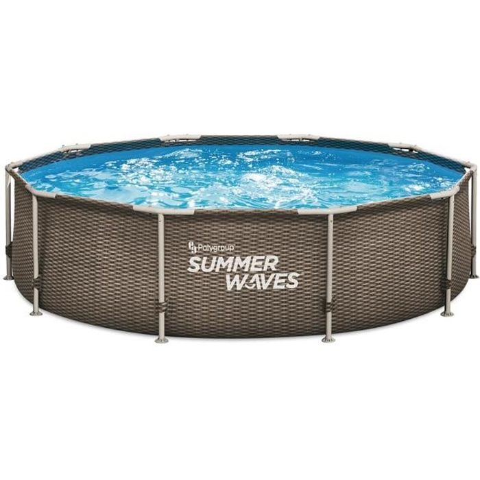 Piscine tubulaire ronde x Pool 0,76 Waves Summer - - Rotin Hors-sol 3,05 - - Jardin - m Active PVC - Effet Frame Cdiscount 