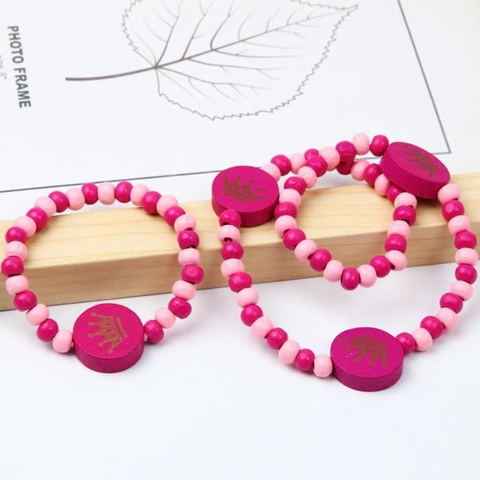 Dessin Animé Coloré En Bois Licorne Fleur Animal Enfant Pull Collier Bracelet Fille 'S Cadeaux