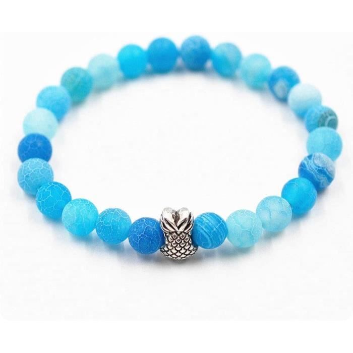 Bracelet En Pierres Naturelles Howlite Et Cristal De Roche - Fabrication Artisanale, Acier Inoxydable