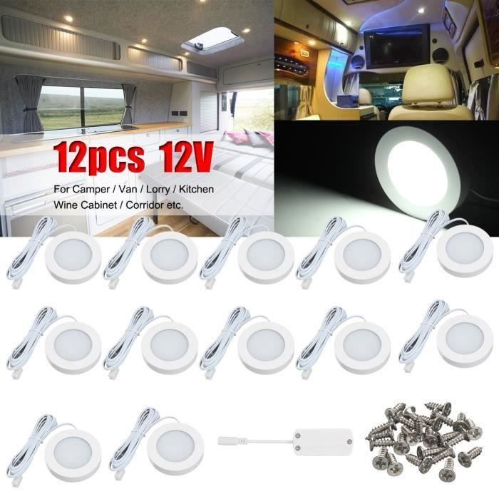 Spot LED dint/érieur avec t/él/écommande pour camping-car T4 T5 12 V 4 lumi/ères