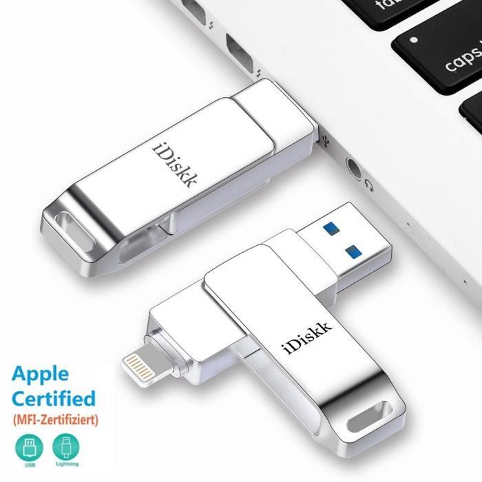 Clé USB iDiskk 128G Lightning pour iPhone, cle USB iphone