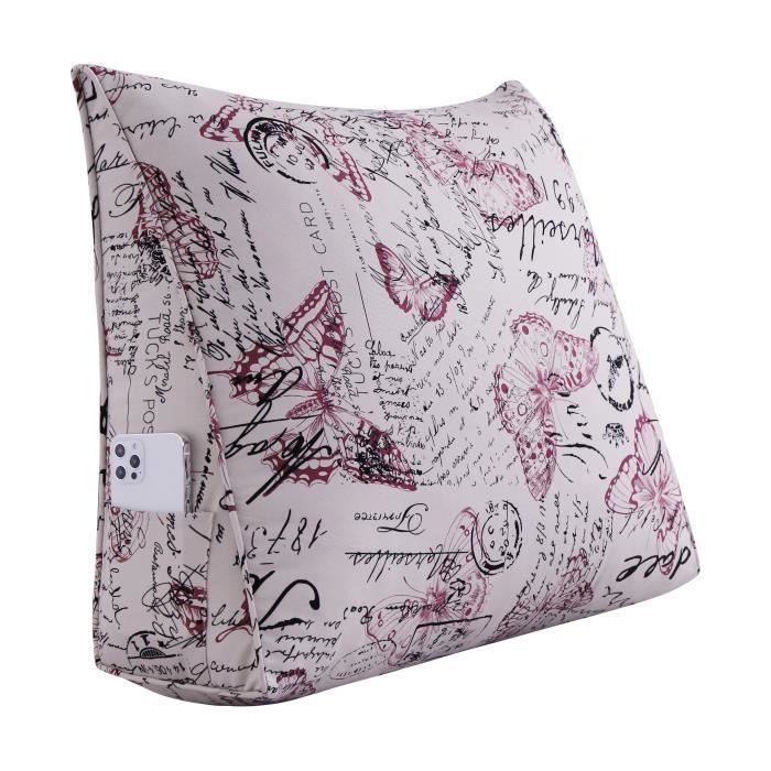 VERCART Coussin de Lecture Cale Dos Lit Dossier pour Lit Papillon rouge 60cm