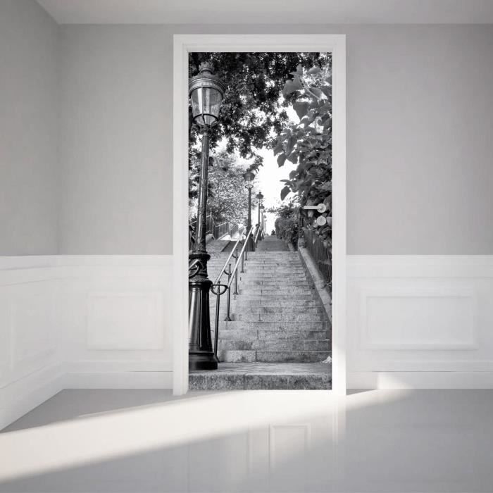 Sticker Porte Effet 3D Vinyle Autocollant Trompe L'Œil Pour Porte - Belle Forêt 80 X 210Cm