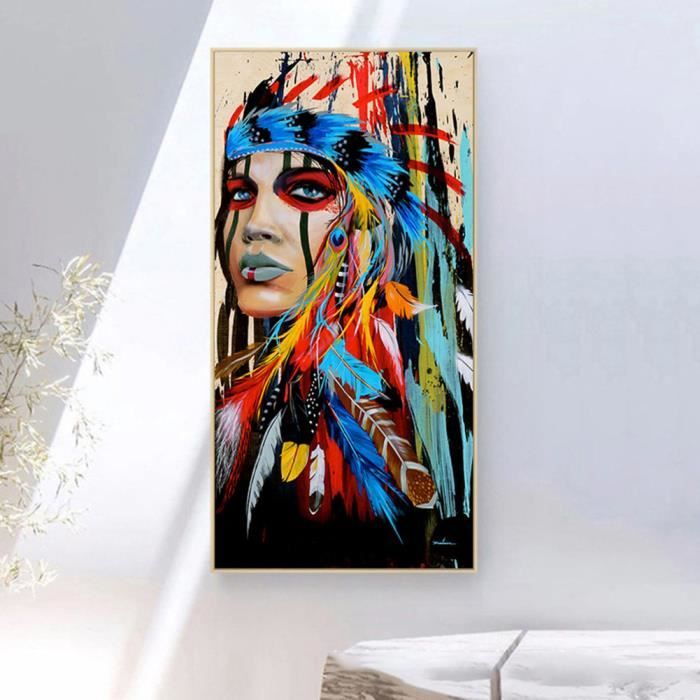 60x120cm Peinture Sur Toile Decoration Murale Salon Tableau Mural Decoration Salon Toile Peinture Sans Cadre Y0352 Indian Girl Achat Vente Peinture A L Huile 60x120cm Peinture Sur Toile Cdiscount