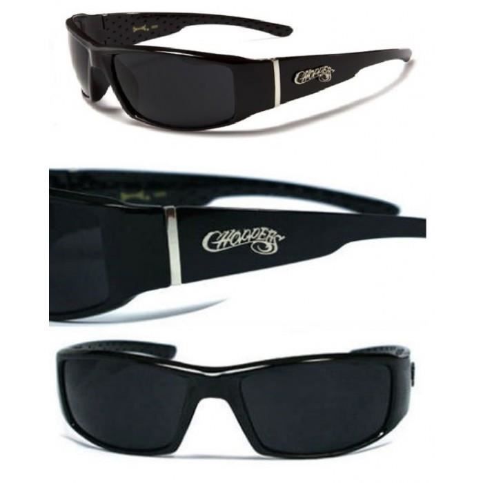 Lunette de soleil choppers logo script verre noir biker rock Achat Vente lunettes de soleil Adulte Cdiscount