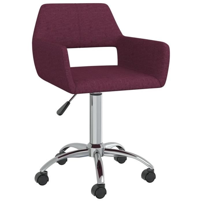 360 degrés fauteuil de bureau mmf - chic chaise pivotante de bureau - violet tissu,52,5x53x(76-88)cm fr6213