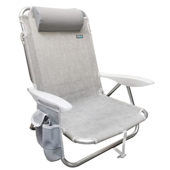 chaise pliante multi-positions aktive beach en aluminium beige