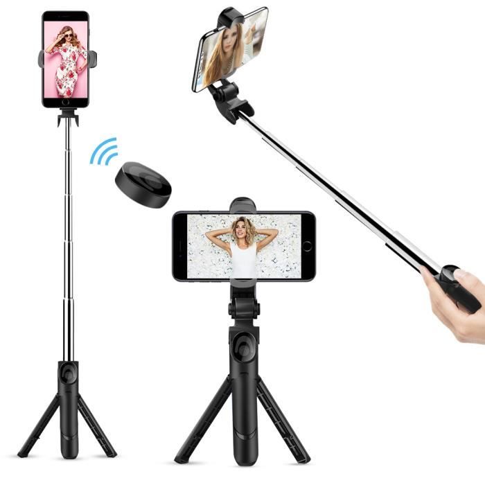 Perche Selfie Bluetooth Webla Bâton De Selfie Extensible Bâton DExtension Réglable Télescopique Selfie Stick Avec Smartphones Support Clip Compatible Avec Dji Osmo Action 
