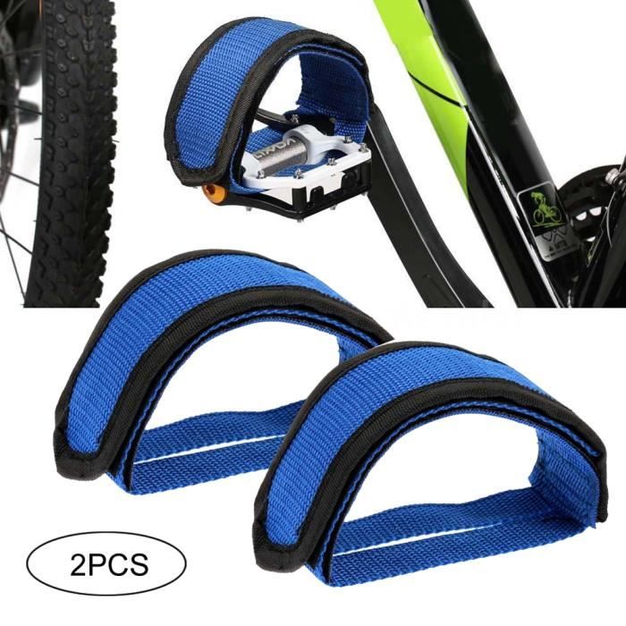 2pcs Pédale vélo sangles vélo enfants Pédale sangles bande sangles Toe Clips pour engins fixes Vélo bleu