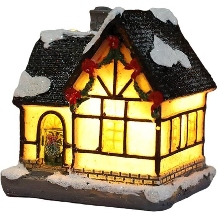 LED Maison De Noël Maisons De Village De Noël en Résine, avec éclairage