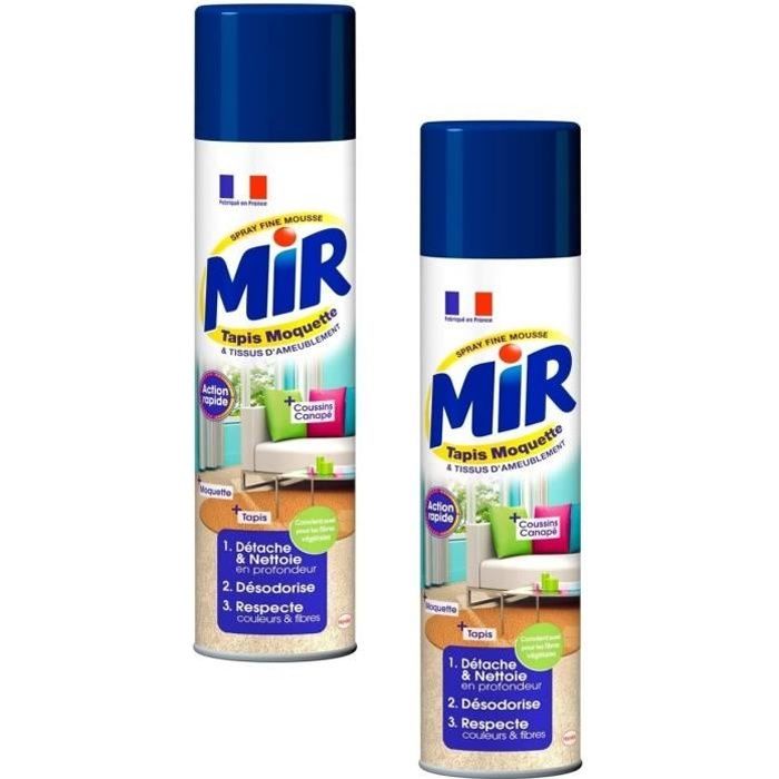Mir Nettoyant Tapis et Moquettes Spray Mousse 600 ml Lot de 2