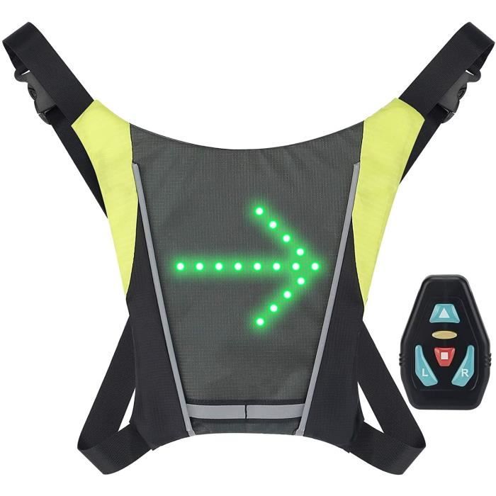 Gilet de Cyclisme à LED Gilet réfléchissant à LED avec indicateur de Direction - Télécommande Feux de Direction Rechargeable par USB