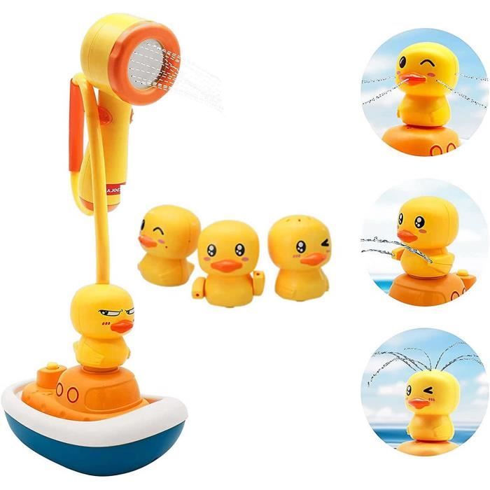 Jouet de Bain bebe Jeux de Bain bebe 1 2 ans Douche Bateau avec 4 Canards Jouet pour Bébé Enfant 3 4 ans Douchette